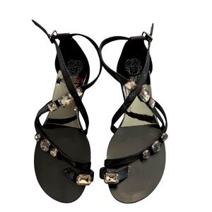 Vince Camuto Black Metallic Embellished Strap-Sandals